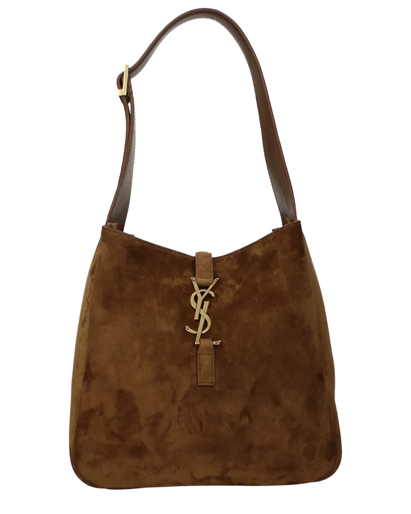Saint Laurent Damens Le 5a7 Umhängetasche aus Wildleder in Braun/Karamell -