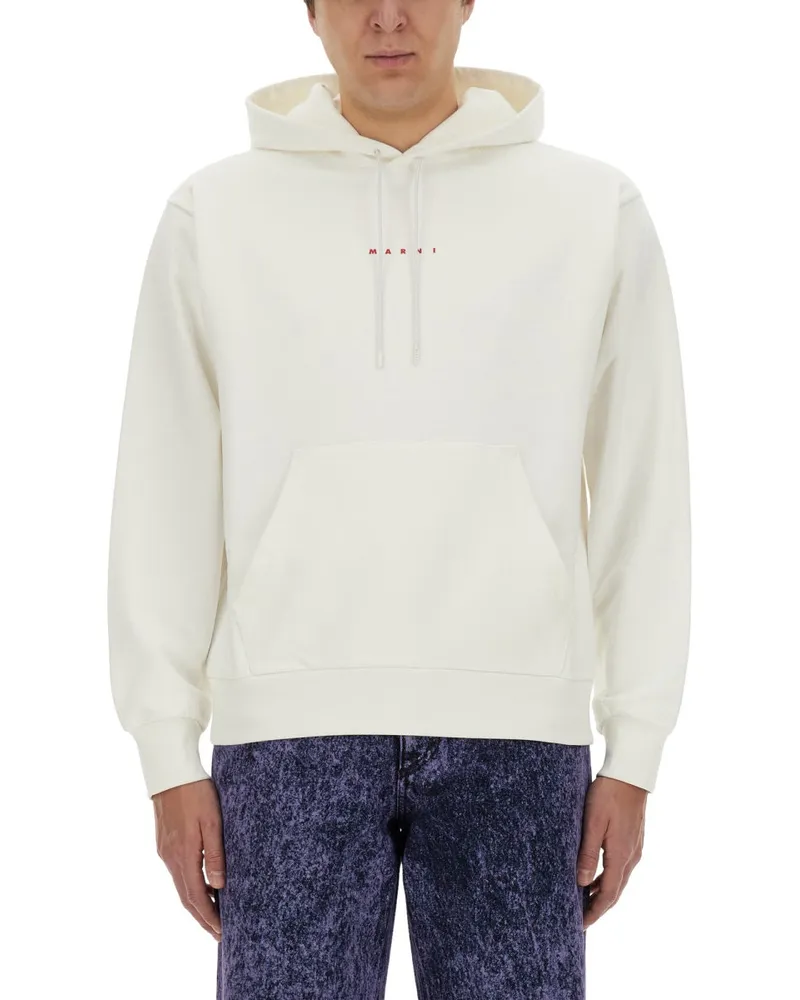 Marni Sweatshirt mit Logo White