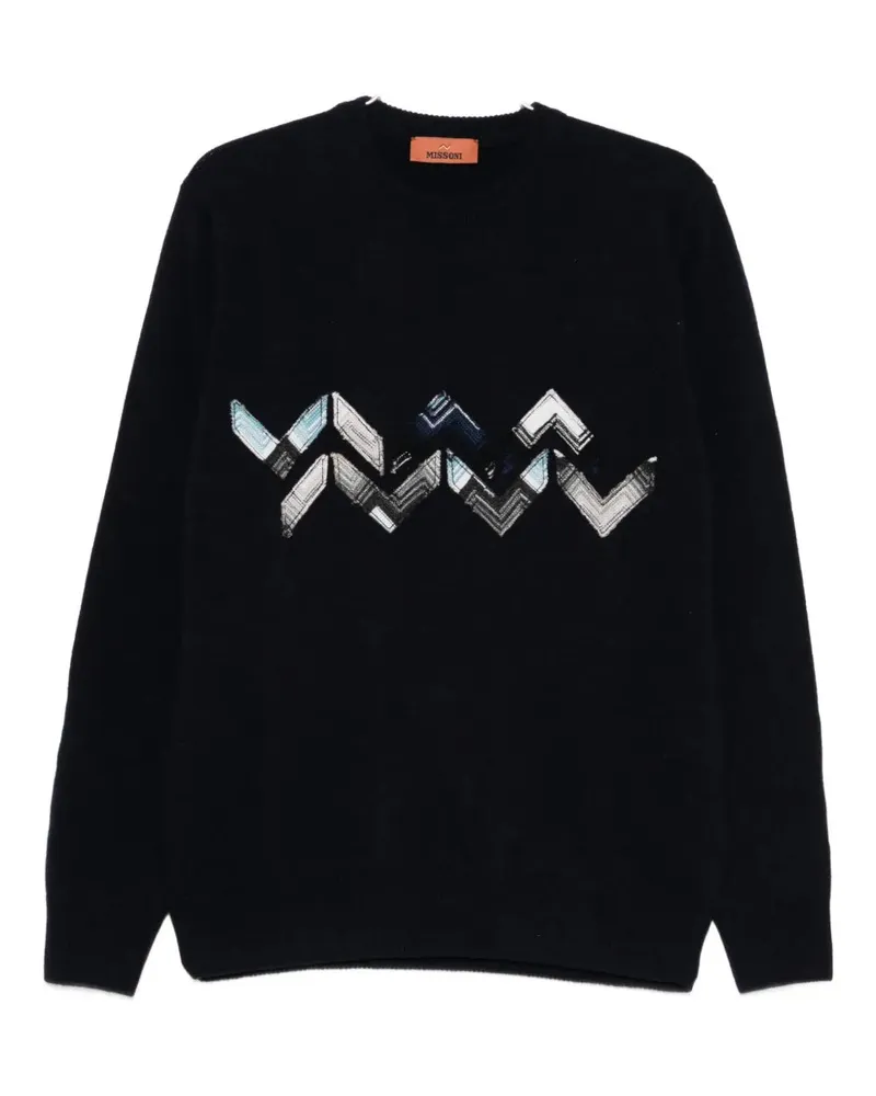Missoni Wollpullover mit Zickzack-Detail Blue