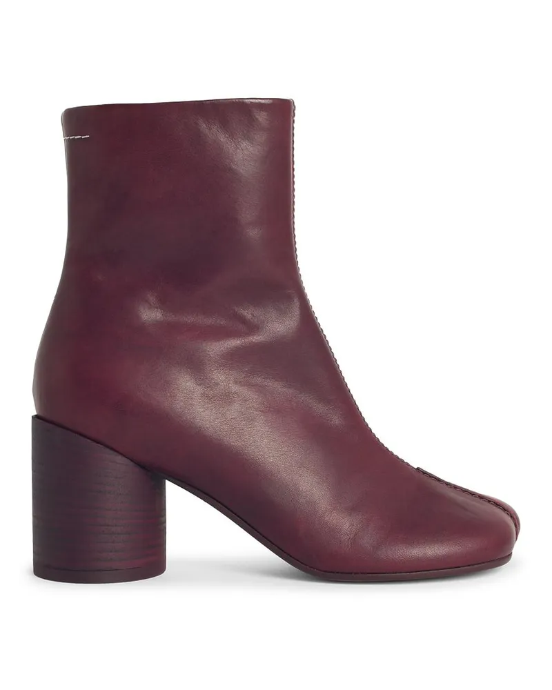 Maison Margiela Anatomic' Burgund Lear -Knöchelstiefel Bordeaux