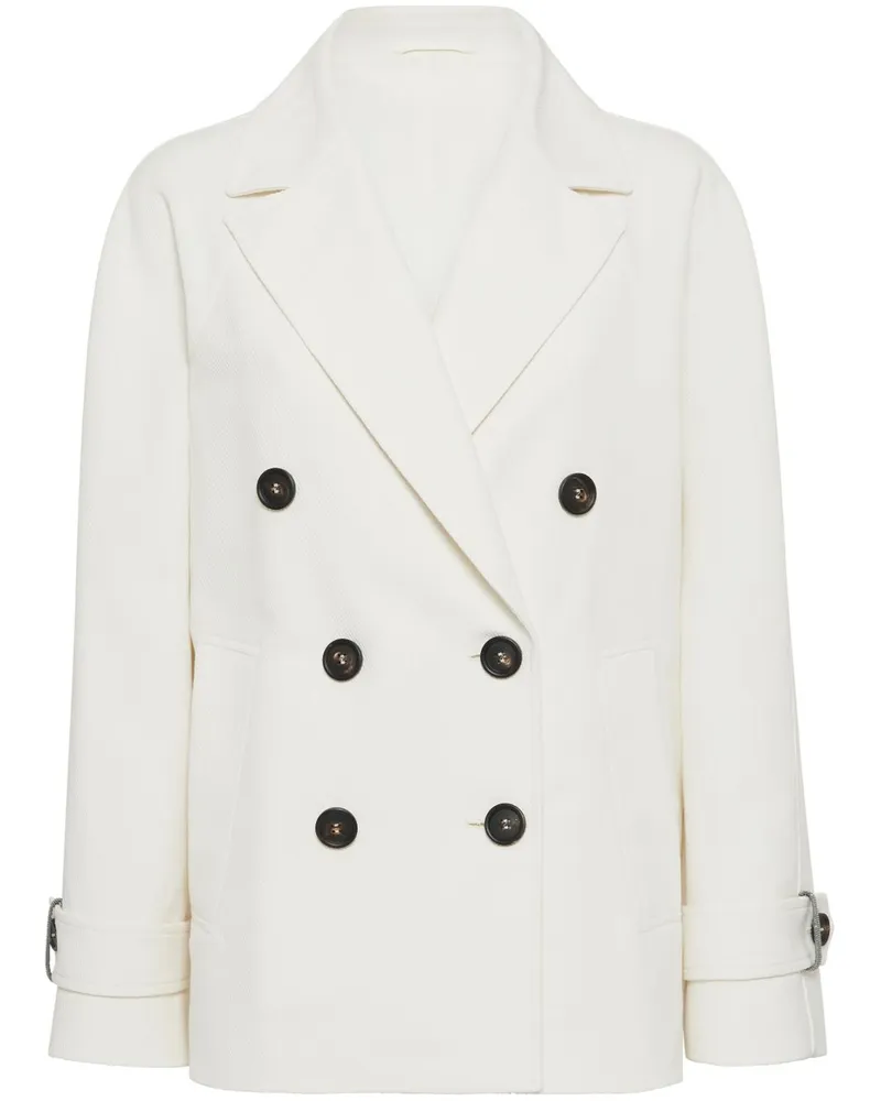 Brunello Cucinelli Leinen und Baumwoll Caban Cream