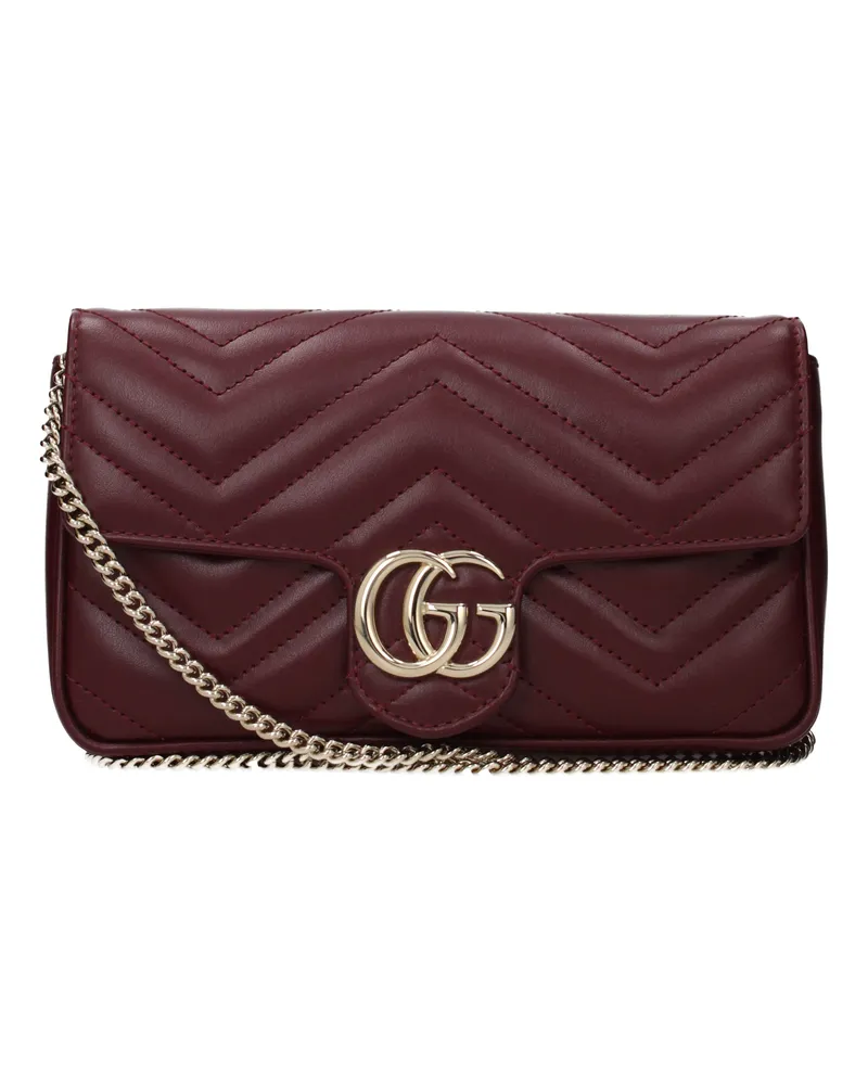 Gucci Marmont Pochette Damens Rot/Burgunderrotes Leder -