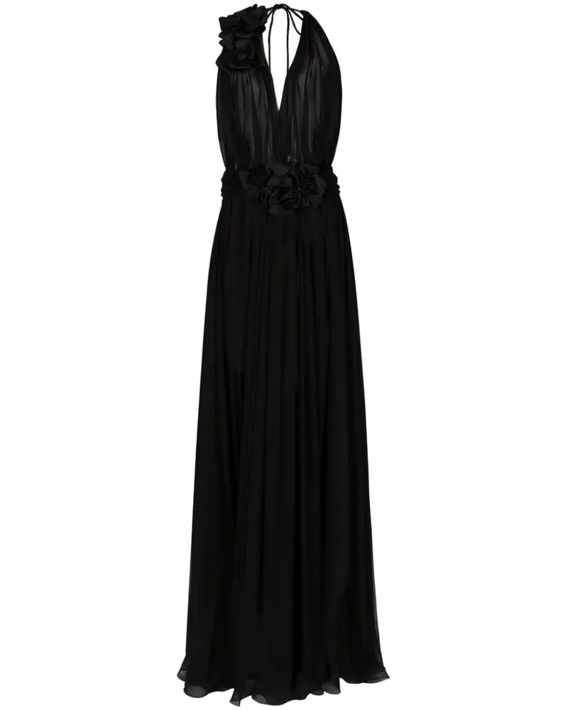 Dolce & Gabbana Silk Long Kleid Schwarz
