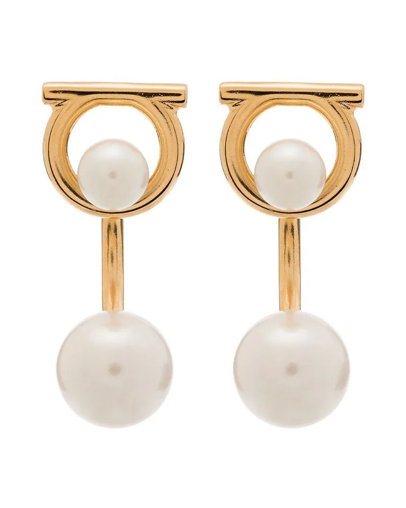 Ferragamo Gancini Ohrringe mit Perlen Silver