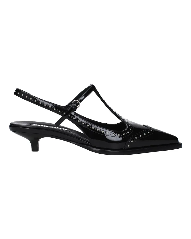 Miu Miu Damens Sandalen Leder Schwarz/Elfenbein -