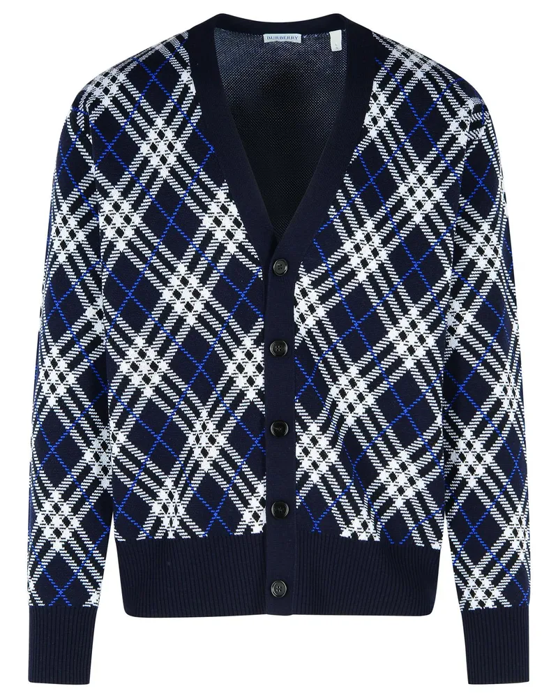 Burberry George' blaue Woll -Strickjacke Navy