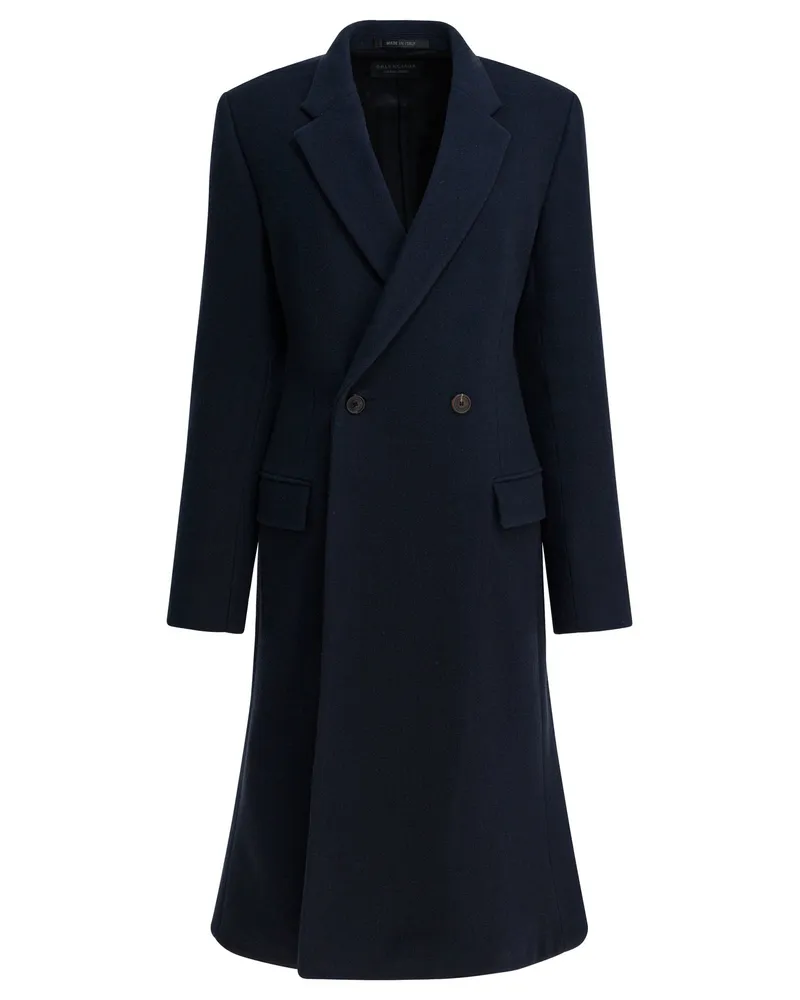 Balenciaga Midi Godet“ langer Wollmantel Blue