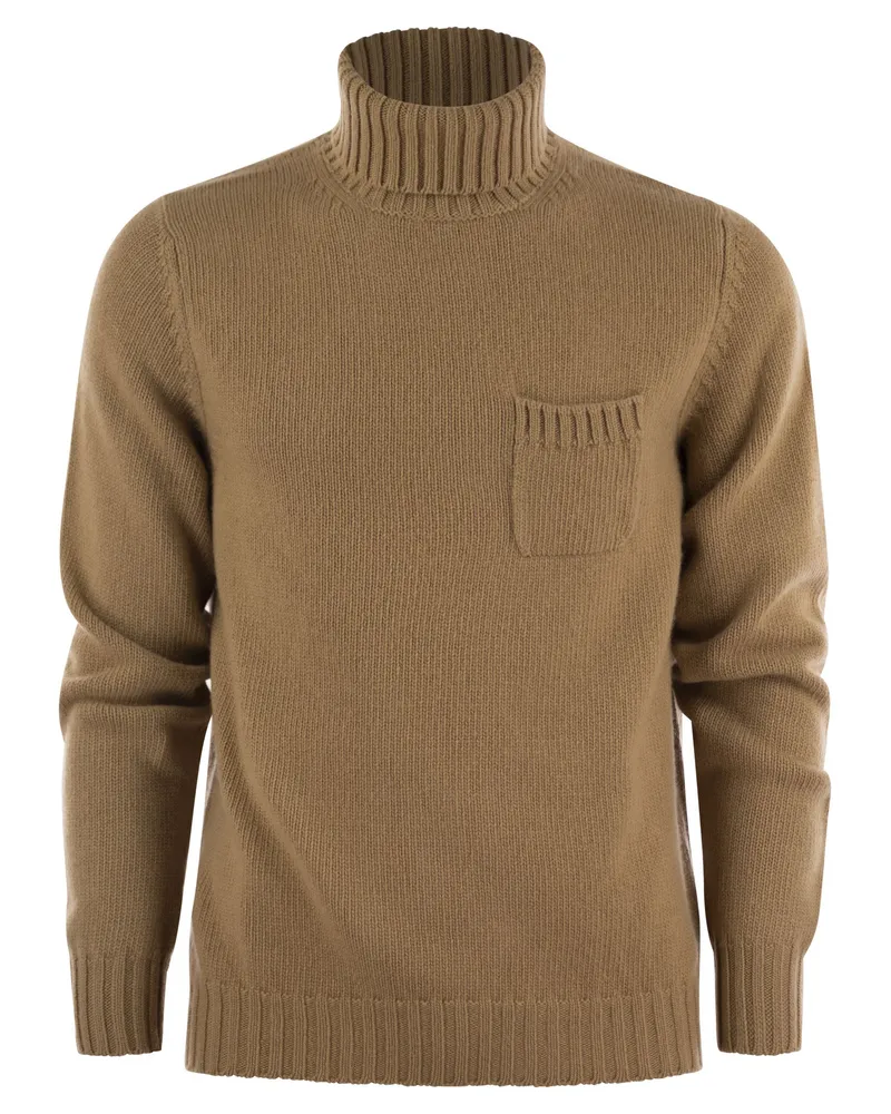 Fedeli Woll- und Kaschmir -Rollkragenpullover -Jumper Camel