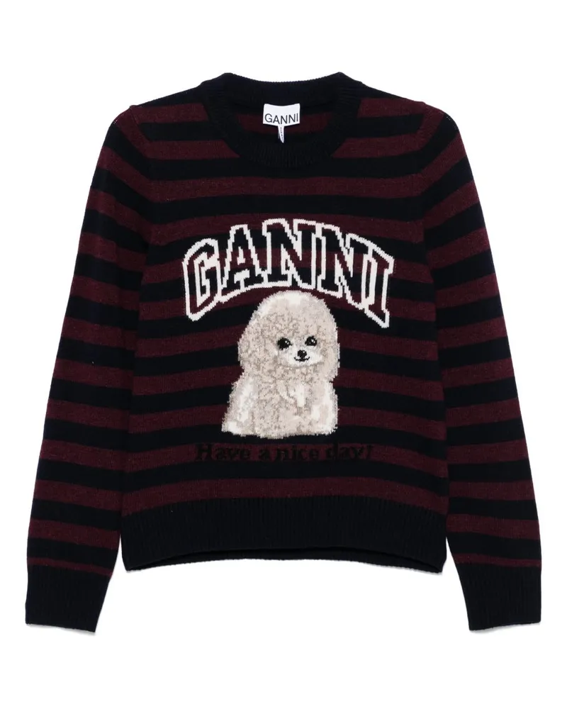 Ganni Pudel Woll Crewneck -Pullover Bordeaux