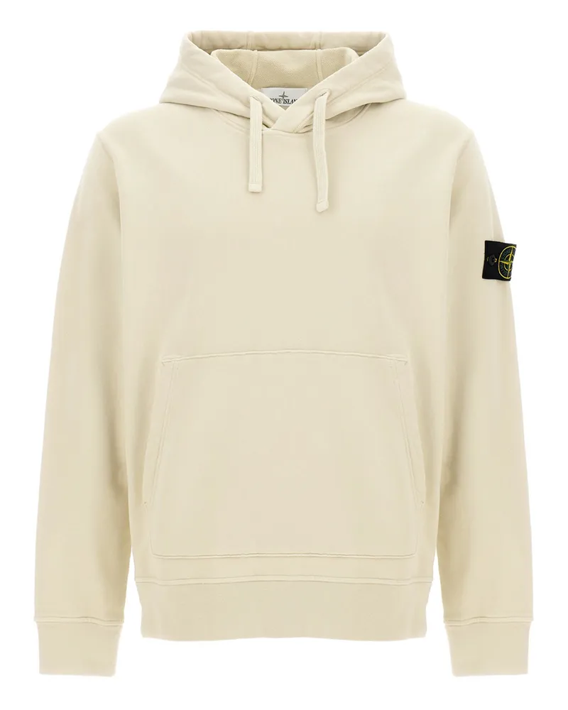 Stone Island Logo Badge Hoodie White