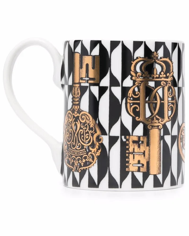Fornasetti Becher Chiavi e Losanghe Black