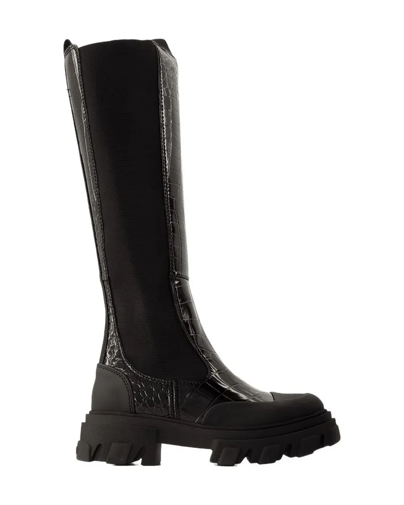 Ganni Steckte Chelsea -Stiefel  Synthetic Leder schwarz Black