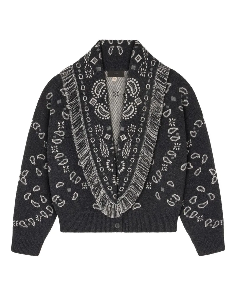 Alanui Bandana Wolle und Kaschmir -Kardi -Bomber Grey