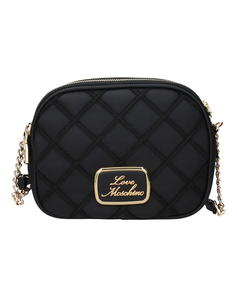 Moschino Eco Friendly Damens Umhängetaschen Polyurethan Schwarz/Gold -