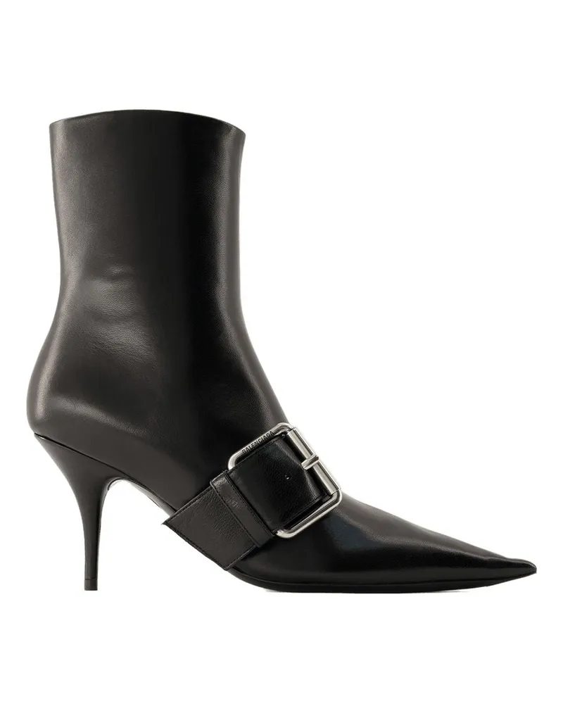 Balenciaga Messergürtel M80 Knöchelstiefel  Leder schwarz/silber Black