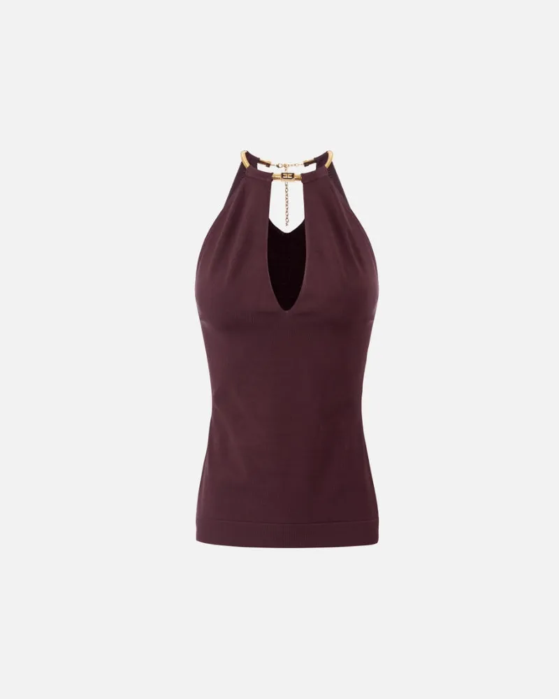 Elisabetta Franchi Top mit Jewel Snake Vinaccia