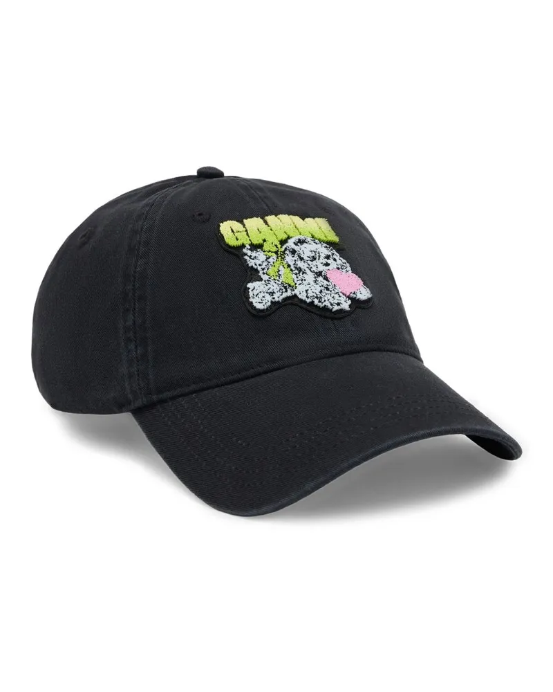 Ganni Puppy Bio -Baumwollbaseballkappe Black
