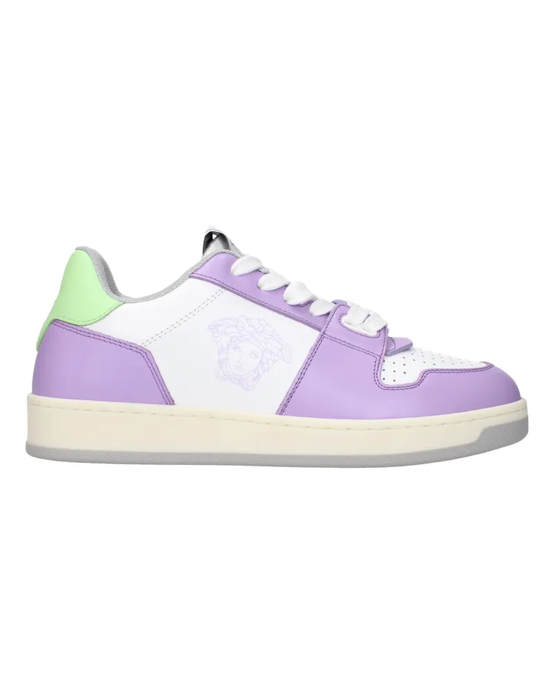 Versace Damens Sneakers aus weißem/lila Leder -