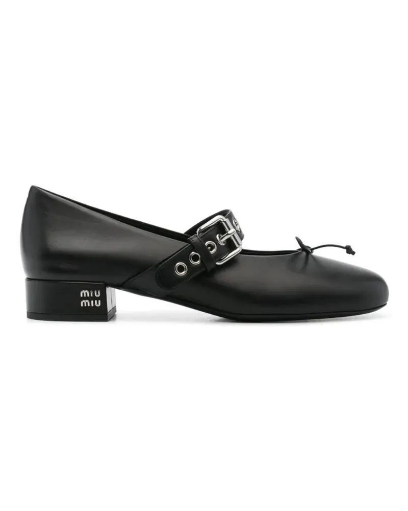 Miu Miu Leder Ballerina Pumps Black