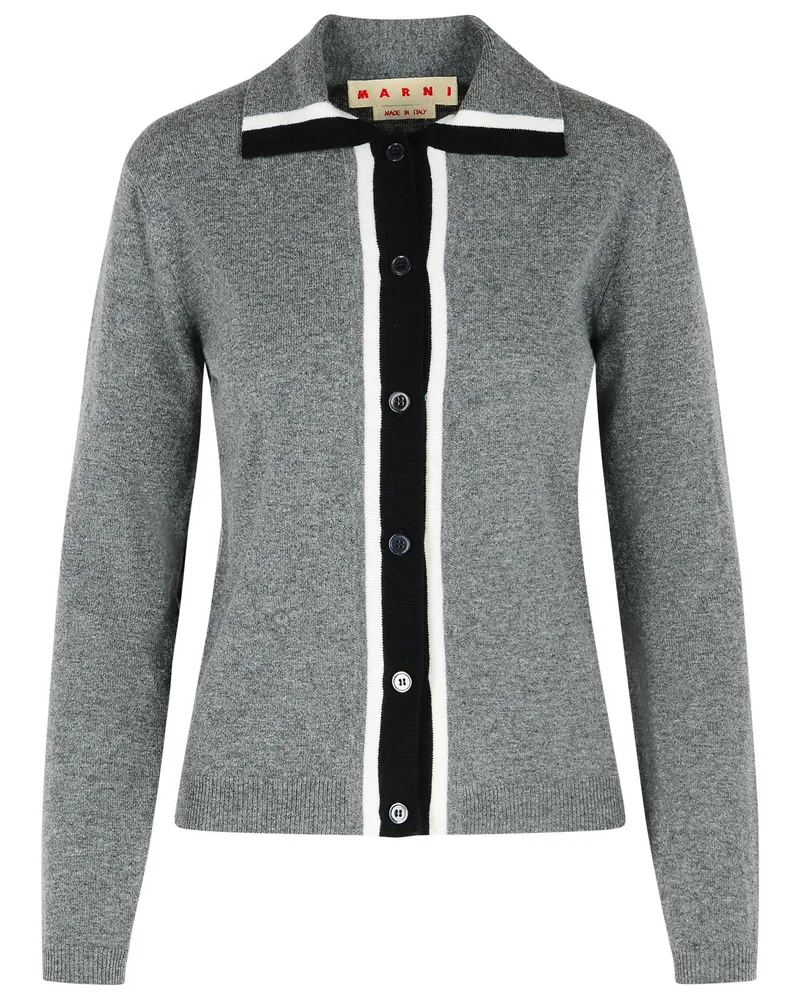 Marni Grey Virgin Woll -Strickjacke Grey