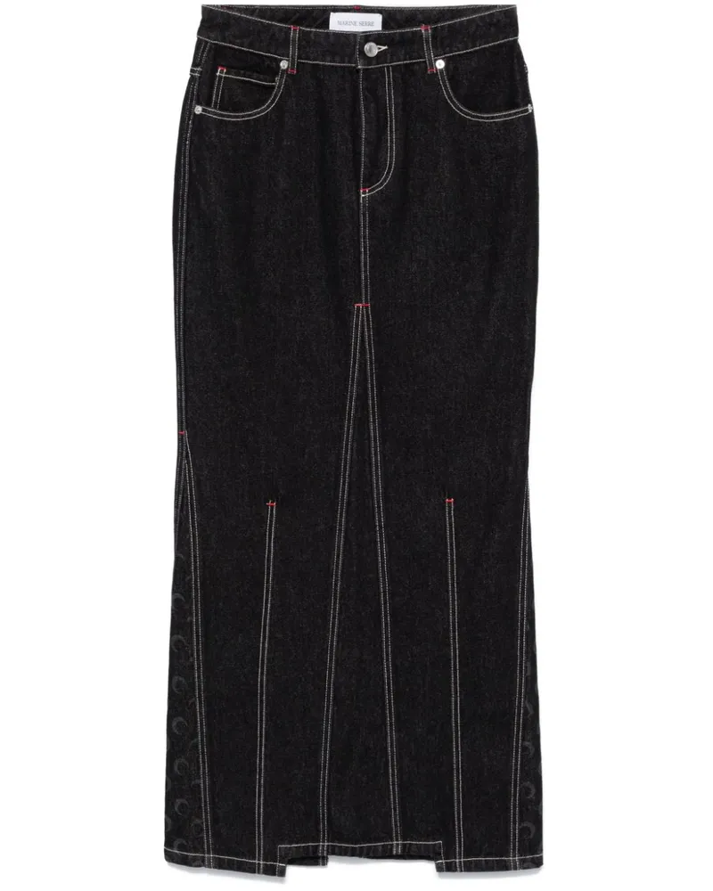 Marine Serre Moon Denim Long Rock Black