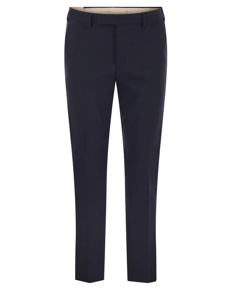 PT TORINO Dieci Stretch Virgin Wool Trousers Navy