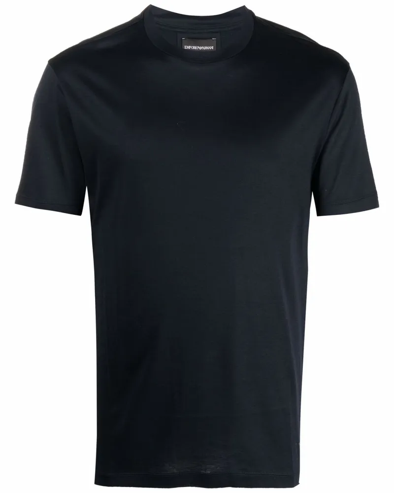 Emporio Armani Logo Baumwollmischung T -Shirt Blue