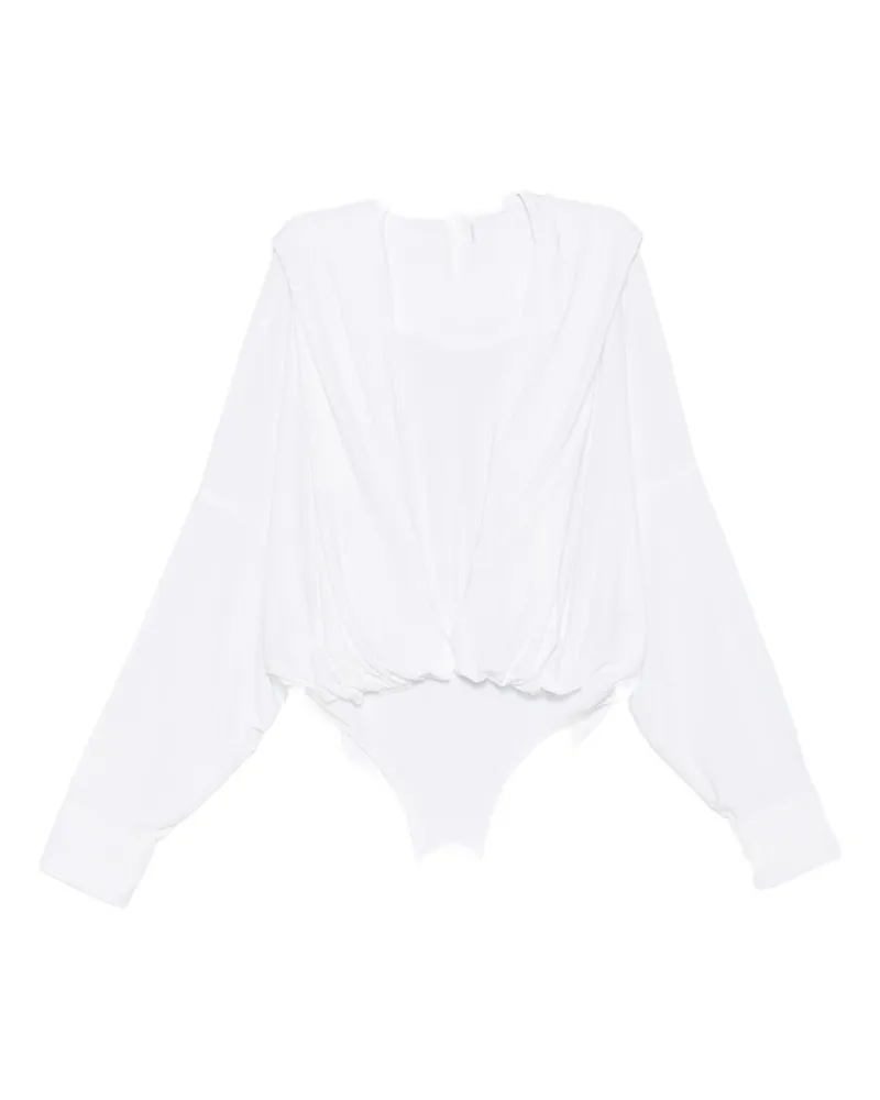 Norma Kamali übergroßer Kapuzenbodysuit White