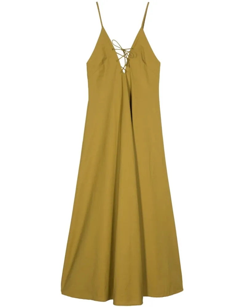 forte_forte Cotton Long Kleid Kaki
