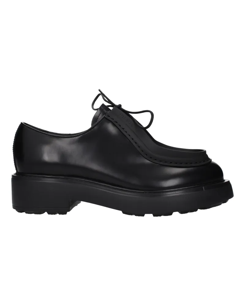 Prada Damens Derby aus schwarzem Leder -