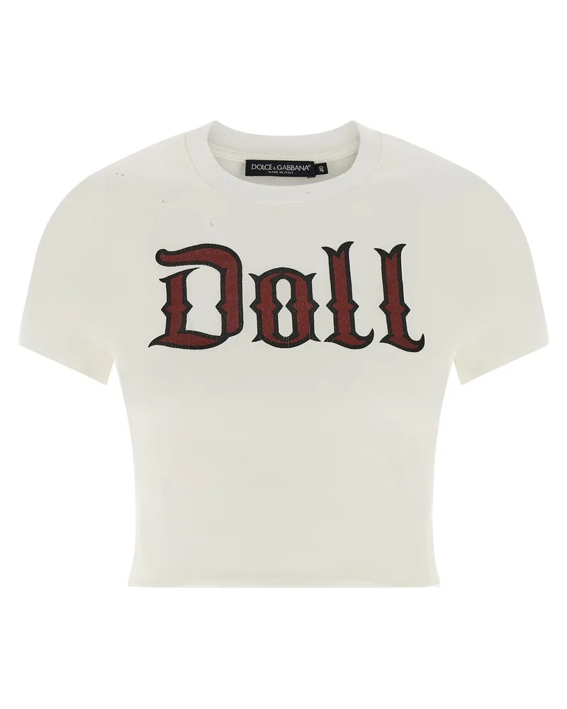 Dolce & Gabbana verwendeten Effekteffekt Baumwoll -T -Shirt White