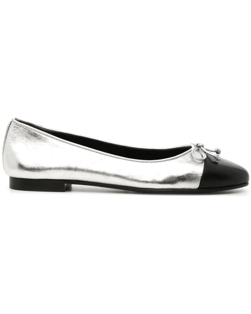 Tory Burch e Cap Toe Leder Ballette Silver