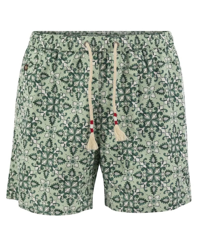 MC2 Saint Barth Leichtes Stoffschwimmkostüm mit Druck Green