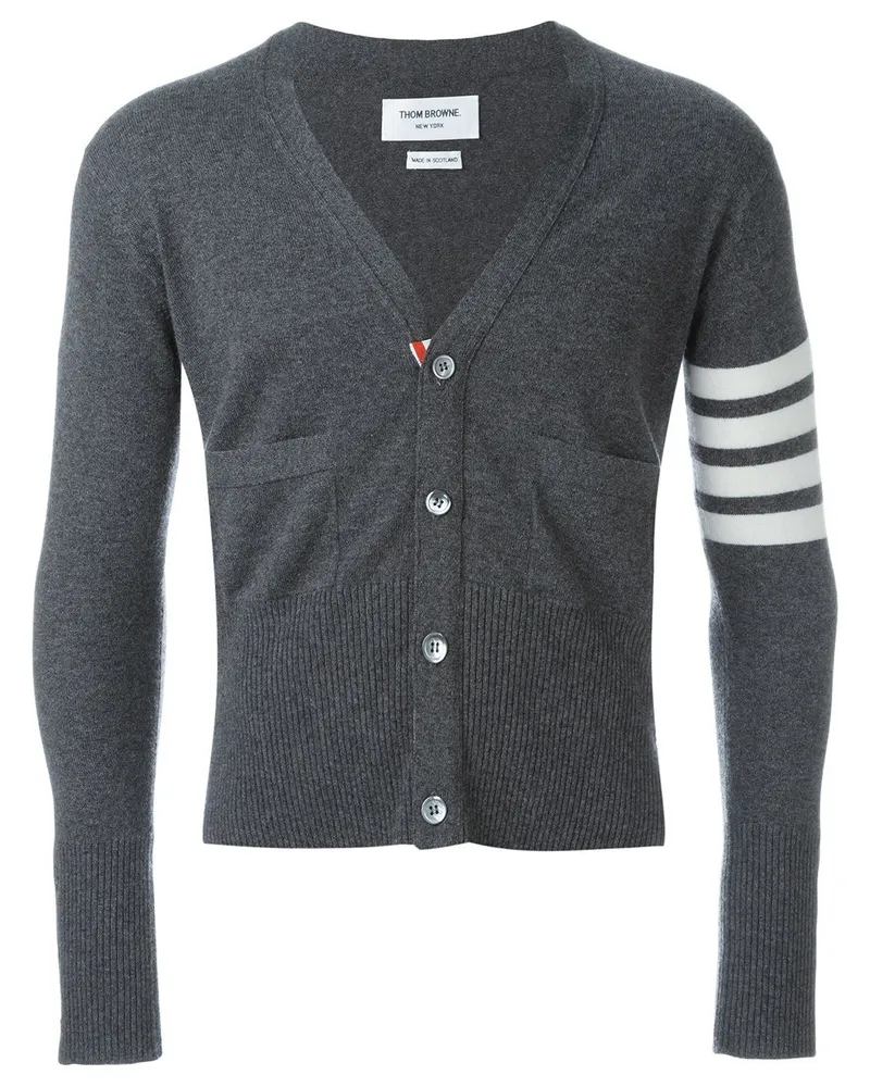 Thom Browne 4 Bar Cashmere Cardigan Grey