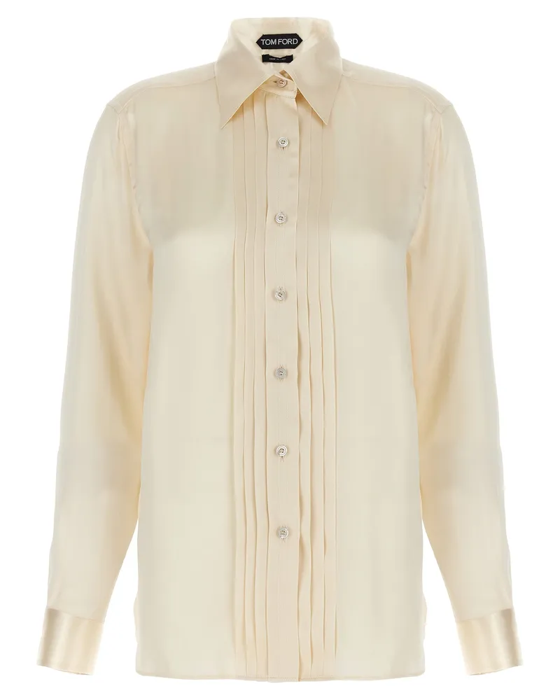 Tom Ford Plissee Plastronhemd White