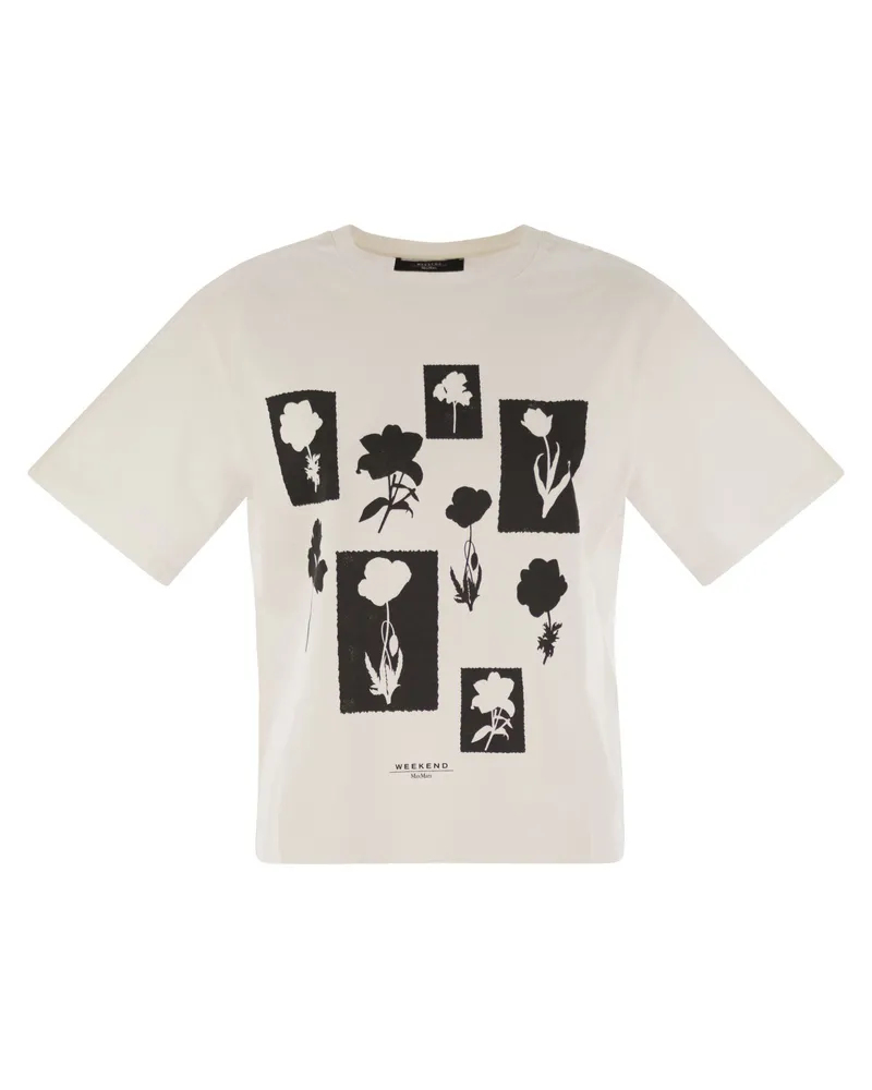 Max Mara Wochenende Max Mara Acline bedruckte Bio -Baumwoll -T -Shirt White