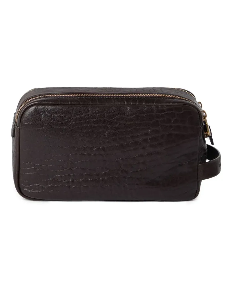 Brunello Cucinelli Leder Waschbeutel Marrone