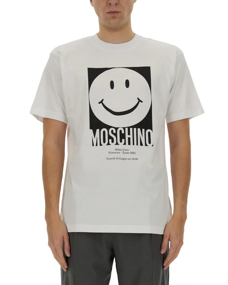 Moschino Logo -Druck -T -Shirt White