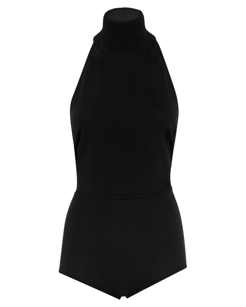 Max Mara Apogeo1234 Viskose Rollkragenpullover Jersey Bodysuit Black