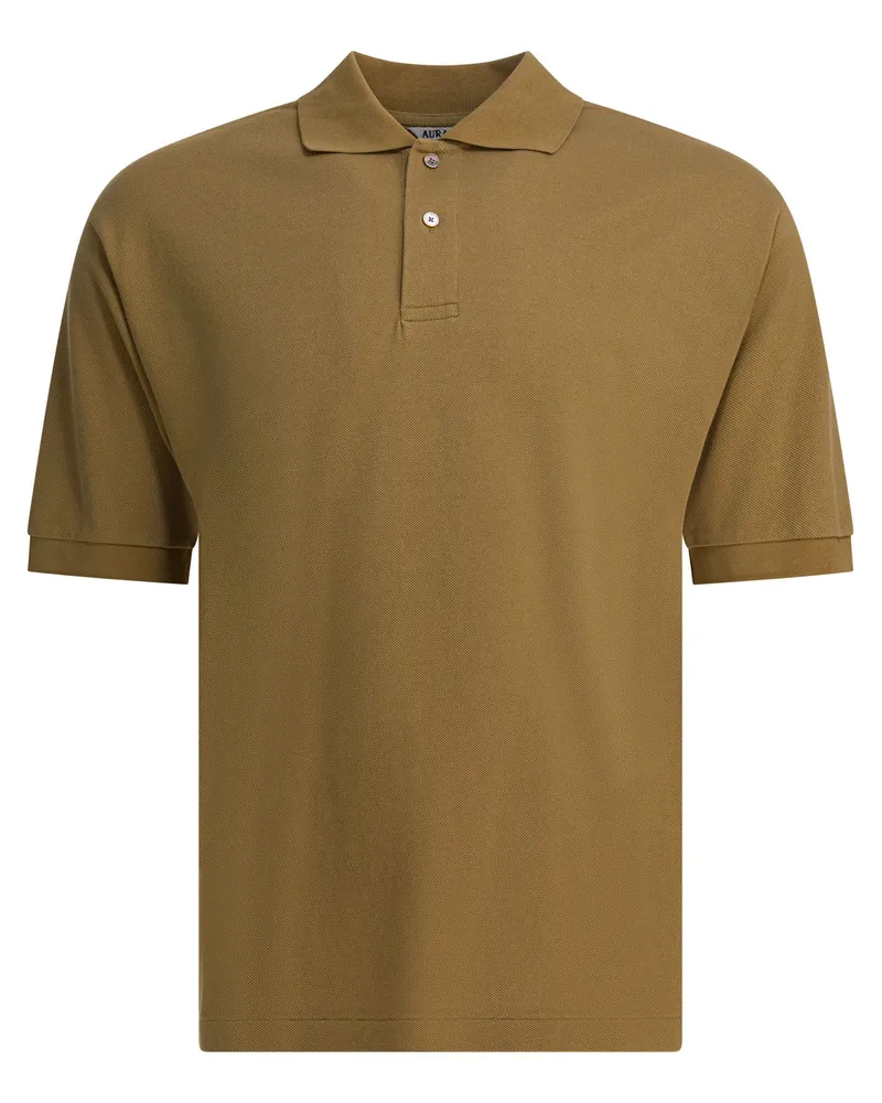 AURALEE Poloshirt aus schwerer Baumwolle Beige