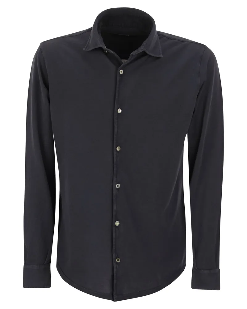 Fedeli Robert Cotton Piqué Shirt Blau