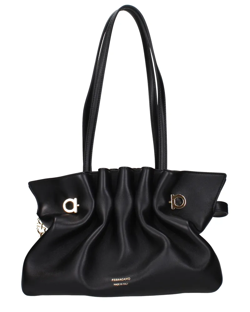 Ferragamo Damens Umhängetaschen Leder Schwarz -