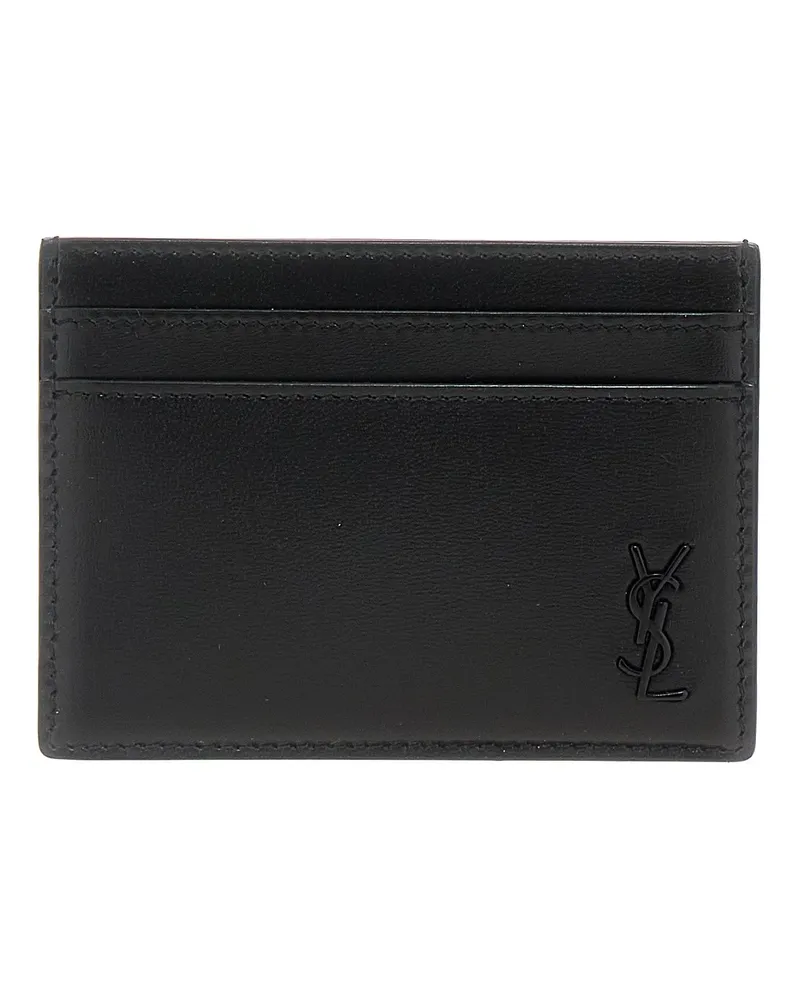 Saint Laurent Logo Lederkarteninhaber Schwarz