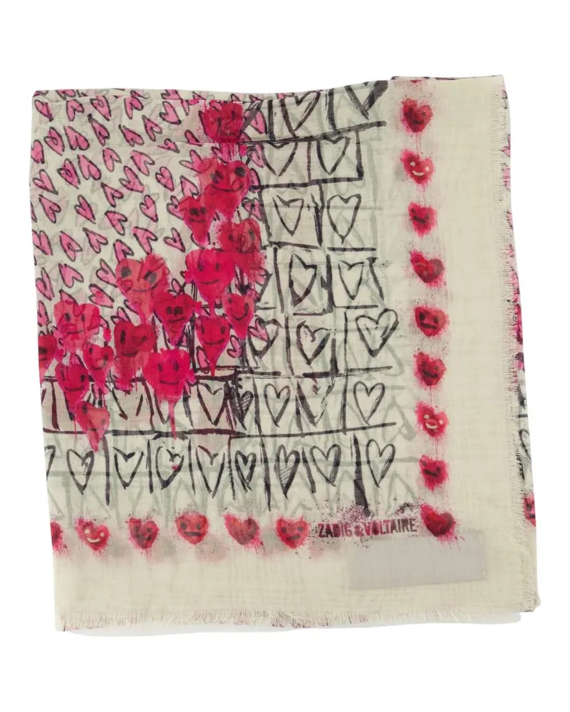 Zadig & Voltaire Kerry Hearts Schal  Synthetik Mehrfarbig Mehrfarbig