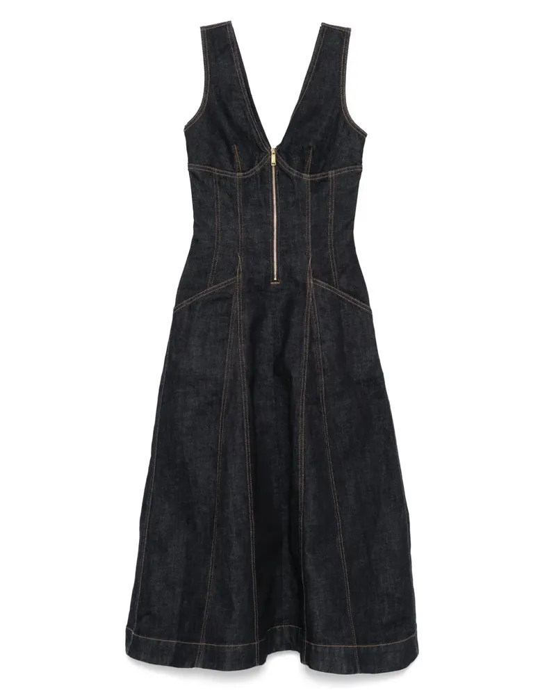 Self-Portrait Selbstporträt Denim Midi Kleid Indigo