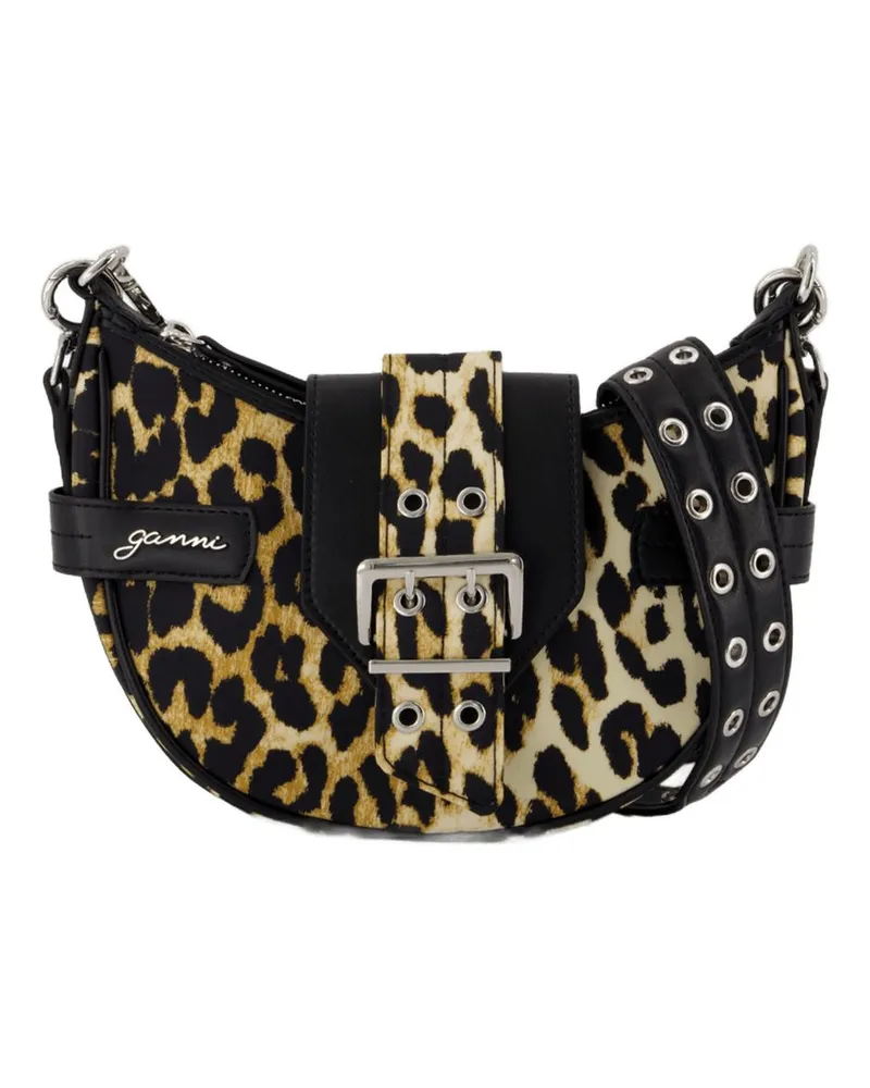 Ganni Bucky Small Crossbody  Nylon Leopard Gedruckt