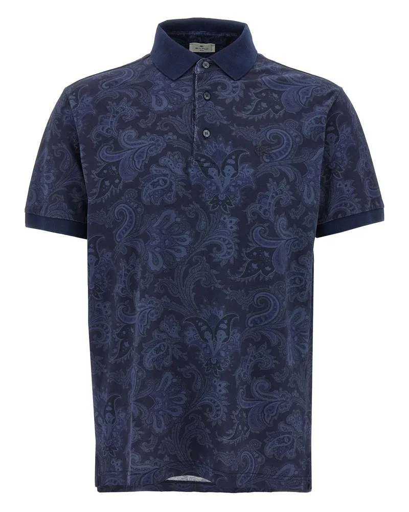 Etro Polo Paisley Blumen Blue