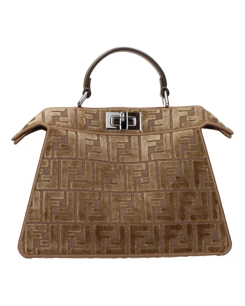 Fendi Handtaschen Peekaboo I See U Damens Braun/Cappuccino-Samt -