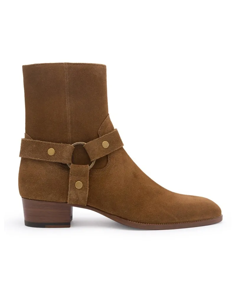Saint Laurent Wyatt -Kabelbaum -Knöchelstiefel Braun