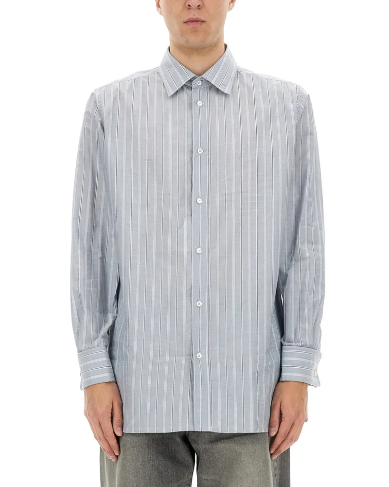 Maison Margiela gestreiftes Hemd Azure